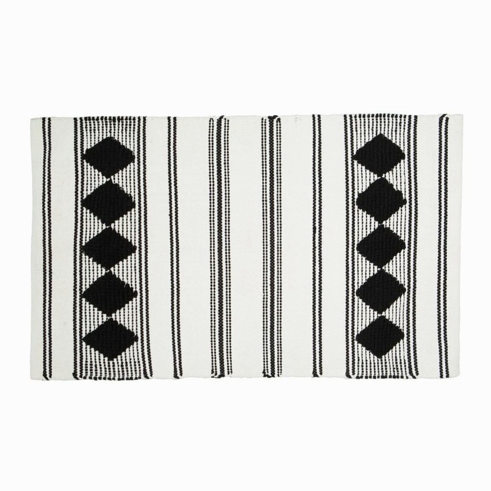 Caravan Home Black & White Woven Boho Area Rug 21″ x 34″ New in Package